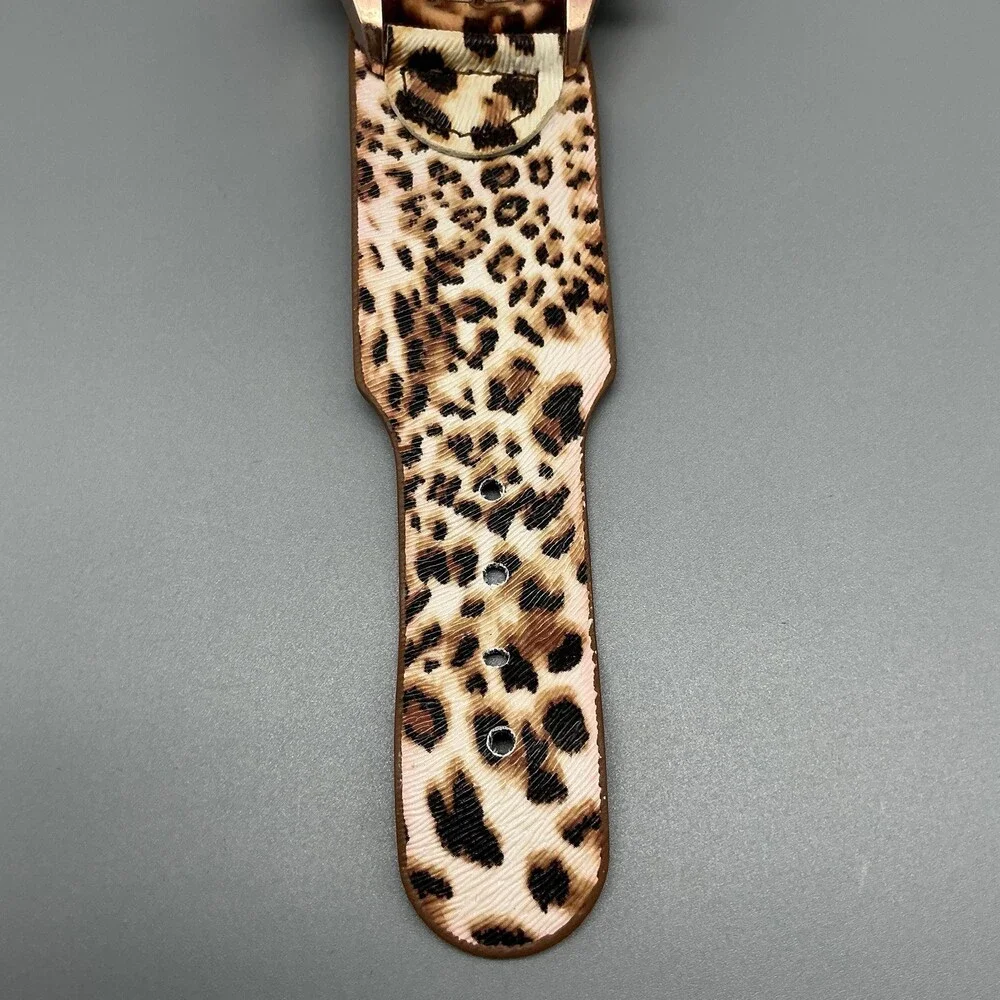 Strada Womens Watch 45mm Rose Gold Tone Cheetah Dial Leopard Strap New Battery